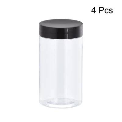 Unique Bargains Round Clear Plastic Empty Jars With Black Screw Top Lids For Storage 4 Pcs 4 Unique Bargains Round Clear Plastic Empty Jars With Black Screw Top Lids For Storage 4 Pcs - Image 2