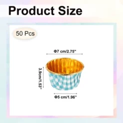 Unique Bargains Round-Grid Greaseproof Single-sided Aluminum Foil Cupcake Liners 50 Pcs