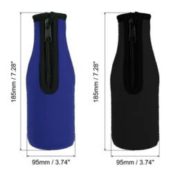Unique Bargains Cooler Insulator Collapsible Neoprene Beer Bottle Sleeves Covers With Zipper 2 Pcs