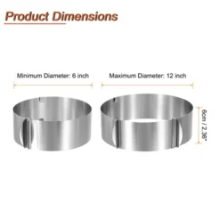 Unique Bargains Stainless Steel Round Adjustable Nonstick Cake Ring 2 Pcs