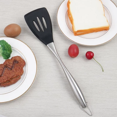 Unique Bargains Spatula Stainless Steel Handle Resistant Non-Sticky Seamless Silicone Slotted Turner Black 1 Pc 6 Unique Bargains Spatula Stainless Steel Handle Resistant Non-Sticky Seamless Silicone Slotted Turner Black 1 Pc - Image 4