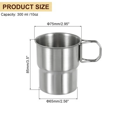 Unique Bargains 304 Stainless Steel Double Wall Cups With Handles Silver 10oz 3 Unique Bargains 304 Stainless Steel Double Wall Cups With Handles Silver 10oz