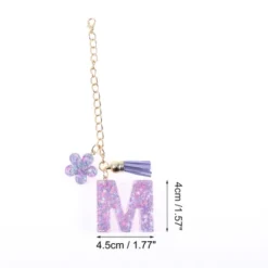 Unique Bargains Star Sequin Letter M Flower Tassel Water Cup Pendant Purple 1 Pc