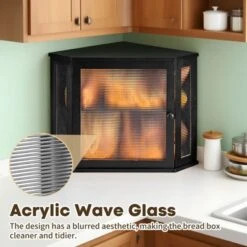 Unique Bargains Bamboo Acrylic Wavy Door Panel Extra Large Corner Bread Container Black Medium -Kitchen Tools Shop GUEST a8ce9b60 d53e 4663 855a 546cacad7119