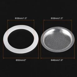 Unique Bargains Coffee Machine Replacement Mocha Pot Silicone Gasket And Stainless Steel Filter