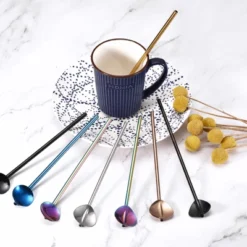 Unique Bargains Stainless Steel Reusable Long Handle Heart Shaped Spoon Straws 8 Pcs -Kitchen Tools Shop GUEST aaef7e25 43d1 4593 927d bf5c93045c98