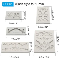 Unique Bargains Silicone Clay Template Fondant Template For Crafts Air Dry DIY Cake 5 Pcs