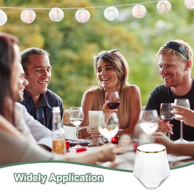 Unique Bargains Stemless Diamond Shape Lightweight Gold Trim Wine Glasses Drinkware 5 Unique Bargains Stemless Diamond Shape Lightweight Gold Trim Wine Glasses Drinkware - Image 3