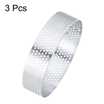 Unique Bargains Stainless Steel Non-Stick Perforated Baking Dessert Round Cake Ring 3 Pcs 4 Unique Bargains Stainless Steel Non-Stick Perforated Baking Dessert Round Cake Ring 3 Pcs - Image 2