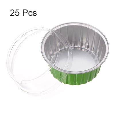 Unique Bargains Disposable Aluminum Foil Cakes Dessert Baking Cups With Lids 25 Pcs 2.5" X 2.1" 4 Unique Bargains Disposable Aluminum Foil Cakes Dessert Baking Cups With Lids 25 Pcs 2.5" X 2.1" - Image 2