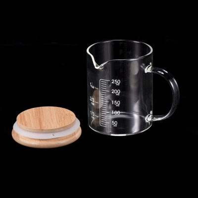 Unique Bargains 3.3 Borosilicate Glass Wood Lid V-shaped Spout Scale Measuring Cup 250ml White 3 Unique Bargains 3.3 Borosilicate Glass Wood Lid V-shaped Spout Scale Measuring Cup 250ml White - Image 2