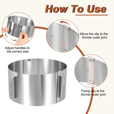 Unique Bargains Adjustable Stainless Steel Nonstick Retractable Round Cake Ring 5 Unique Bargains Adjustable Stainless Steel Nonstick Retractable Round Cake Ring - Image 3