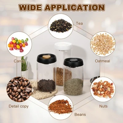 Unique Bargains Glass Airtight Vacuum Seal Coffee Bean Container 5 Unique Bargains Glass Airtight Vacuum Seal Coffee Bean Container - Image 3