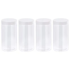 Unique Bargains Round Clear Plastic Empty Jars With White Screw Lid For Storage 4 Pcs -Kitchen Tools Shop GUEST b3e87f31 3a99 464b 89d2 5f1a511cae74