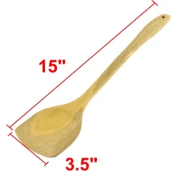 Unique Bargains Wooden Curved Handle Kitchen Cooking Spatula 15" X 3.5" X 0.35" 1 Pc