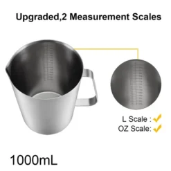 Unique Bargains Measuring Cup Including ML Scale Ounce Scale Stainless Steel Graduated Beaker With Handle For Lab Kitchen Liquids