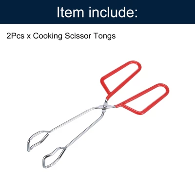Unique Bargains Electroplating Comfort Grip Cooking Scissor Tongs 10.2" X 3.5" Red 2Pcs 4 Unique Bargains Electroplating Comfort Grip Cooking Scissor Tongs 10.2" X 3.5" Red 2Pcs - Image 2