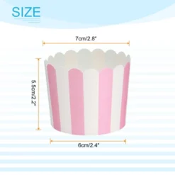Unique Bargains Greaseproof Disposable Cakes Muffins Liners Stripe Paper Baking Cups 6oz 100 Pcs