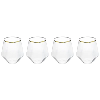 Unique Bargains Stemless Diamond Shape Lightweight Gold Trim Wine Glasses Drinkware 9 Unique Bargains Stemless Diamond Shape Lightweight Gold Trim Wine Glasses Drinkware - Image 7