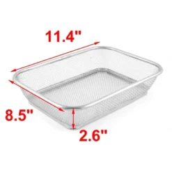 Unique Bargains Stainless Steel Hollow Out Rectangular Fruit Colanders Silver Tone 11.4 X 8.5 X 2.6 Inch 1 Pc