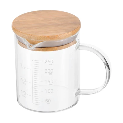 Unique Bargains 3.3 Borosilicate Glass Wood Lid V-shaped Spout Scale Measuring Cup 250ml White 5 Unique Bargains 3.3 Borosilicate Glass Wood Lid V-shaped Spout Scale Measuring Cup 250ml White - Image 4
