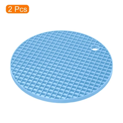 Unique Bargains Silicone Heat Resistant Non-Slip Flexible Trivet Mats Light Blue 2 Pcs 6.3" X 6.3" X 0.24" 4 Unique Bargains Silicone Heat Resistant Non-Slip Flexible Trivet Mats Light Blue 2 Pcs 6.3" X 6.3" X 0.24" - Image 2