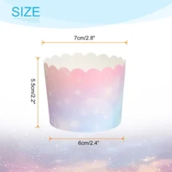 Unique Bargains Greaseproof Disposable Cakes Muffins Liners Star Sky Paper Baking Cups 6oz 50 Pcs