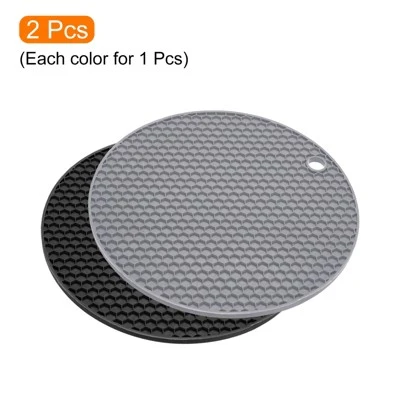 Unique Bargains Heat Resistant Non-slip Flexible Silicone Trivet Mat Light Gray, Black 2 Pcs 4 Unique Bargains Heat Resistant Non-slip Flexible Silicone Trivet Mat Light Gray, Black 2 Pcs - Image 2