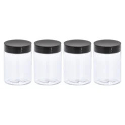Unique Bargains Round Clear Plastic Empty Organizing Jars With Black Screw Top Lid For Storage 4 Pcs -Kitchen Tools Shop GUEST bf8c3daf ca24 4010 9bc4 71fcfb78c891