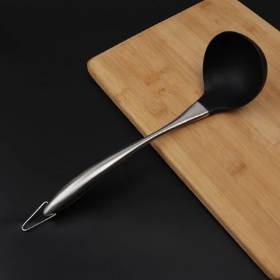 Unique Bargains Home Kitchen Stainless Steel Silicone Soup Ladle Black 1 Pc 6 Unique Bargains Home Kitchen Stainless Steel Silicone Soup Ladle Black 1 Pc - Image 4