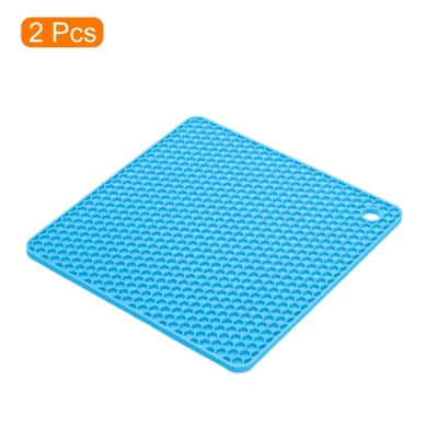 Unique Bargains Silicone Heat Resistant Non-Slip Drying Mat Trivet Mats Blue 2 Pcs 4 Unique Bargains Silicone Heat Resistant Non-Slip Drying Mat Trivet Mats Blue 2 Pcs - Image 2