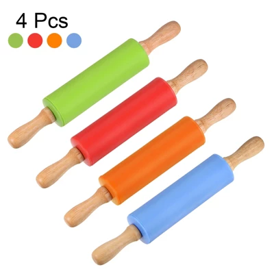 Unique Bargains Kitchen Dough Pizza Wooden Handle Non-stick Reusable Silicone Rolling Pin 4 Pcs 4 Unique Bargains Kitchen Dough Pizza Wooden Handle Non-stick Reusable Silicone Rolling Pin 4 Pcs - Image 2