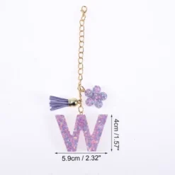 Unique Bargains Star Sequin Letter W Flower Tassel Water Cup Pendant Purple 1 Pc