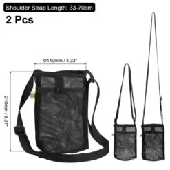 Unique Bargains Nylon Adjustable Shoulder Strap Mesh Water Bottle Holder 2 Pcs