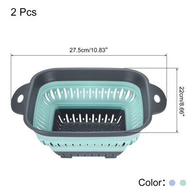 Unique Bargains Fruit Vegetable Washing Square Collapsible Silicone Colander With Handle 2 Pcs 3 Unique Bargains Fruit Vegetable Washing Square Collapsible Silicone Colander With Handle 2 Pcs