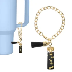 Unique Bargains Resin Lightweight Decorative Tassel Keychain Handle Charm Black With Gold Foil 1 Pc -Kitchen Tools Shop GUEST c685ac87 4003 474c b500 7dc557333427