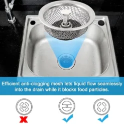 Unique Bargains Stainless Steel Kitchen Mesh Round Shape Sink Strainer 3.3" X 0.9" Silver Tone 2 Pcs -Kitchen Tools Shop GUEST c6877f23 ef1b 4110 b24d 2dd8cc065d23