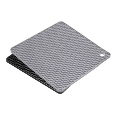 Unique Bargains Heat Resistant Non-Slip Silicone Kitchen Trivet Mats Light Gray, Black 2 Pcs 5 Unique Bargains Heat Resistant Non-Slip Silicone Kitchen Trivet Mats Light Gray, Black 2 Pcs - Image 3