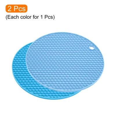 Unique Bargains Heat Resistant Non-slip Flexible Durable Trivet Mat Light Blue, Blue 2 Pcs 4 Unique Bargains Heat Resistant Non-slip Flexible Durable Trivet Mat Light Blue, Blue 2 Pcs - Image 2