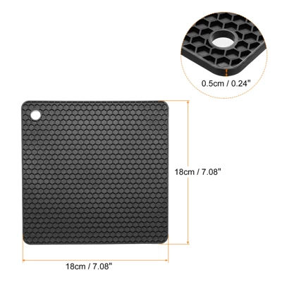 Unique Bargains Silicone Heat Resistant Non-Slip Drying Mat Trivet Mats Black 2 Pcs 3 Unique Bargains Silicone Heat Resistant Non-Slip Drying Mat Trivet Mats Black 2 Pcs