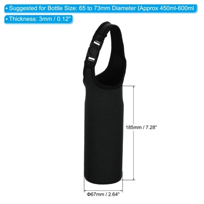 Unique Bargains Neoprene Insulated Removable Adjustable Shoulder Straps Water Bottle Sling Bag 2.64"x7.28" Black 3 Unique Bargains Neoprene Insulated Removable Adjustable Shoulder Straps Water Bottle Sling Bag 2.64"x7.28" Black