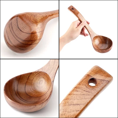 Unique Bargains Natural Grain Durable Lightweight Smooth Surface Soup Spoon 10.4" Length Brown 1 Pc 6 Unique Bargains Natural Grain Durable Lightweight Smooth Surface Soup Spoon 10.4" Length Brown 1 Pc - Image 4