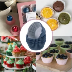 Unique Bargains Greaseproof Disposable Standard Size Cake Cookie Baking Cups 100 Pcs Dark Blue -Kitchen Tools Shop GUEST cd3ad8ef ee91 425c b5b4 bc998b4beaa3