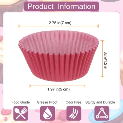 Unique Bargains Greaseproof Standard Size Cupcake Liners Papers Baking Cups 2" X 1.2" 200 Pcs Red 3 Unique Bargains Greaseproof Standard Size Cupcake Liners Papers Baking Cups 2" X 1.2" 200 Pcs Red
