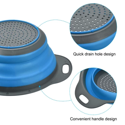Unique Bargains Collapsible Colander Silicone Round Foldable Strainer With Handle 5 Unique Bargains Collapsible Colander Silicone Round Foldable Strainer With Handle - Image 3