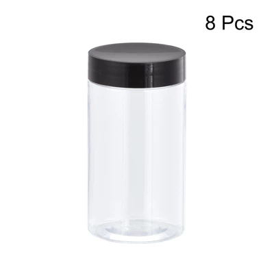Unique Bargains Round Clear Plastic Empty Jars With Black Screw Top Lid For Storage 8 Pcs 4 Unique Bargains Round Clear Plastic Empty Jars With Black Screw Top Lid For Storage 8 Pcs - Image 2