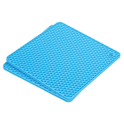 Unique Bargains Silicone Heat Resistant Non-Slip Drying Mat Trivet Mats Blue 2 Pcs 5 Unique Bargains Silicone Heat Resistant Non-Slip Drying Mat Trivet Mats Blue 2 Pcs - Image 3