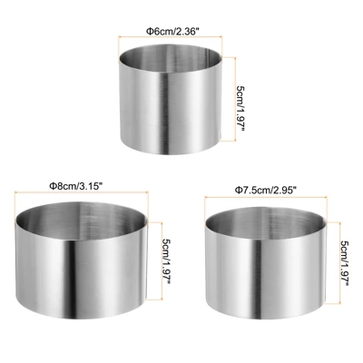Unique Bargains Stainless Steel Seamless Nonstick Mirror Coating Round Cake Ring 3 Pcs 3 Unique Bargains Stainless Steel Seamless Nonstick Mirror Coating Round Cake Ring 3 Pcs