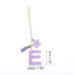 Unique Bargains Star Sequin Letter E Flower Tassel Water Cup Pendant Purple 1 Pc