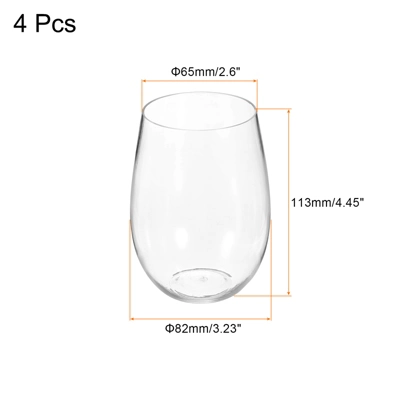 Unique Bargains PET Transparent Lightweight Stemless Wine Glasses Drinkware 16 Oz 4 Pcs 3 Unique Bargains PET Transparent Lightweight Stemless Wine Glasses Drinkware 16 Oz 4 Pcs